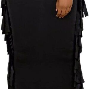 Women's Elastic Waist Slim Bodycon Side Tassels Long Maxi Pencil Skirts